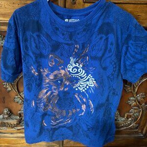 Buffalo Outdoors All Over Printed T-Shirt Size Medium Nature Wolf With Tribal.